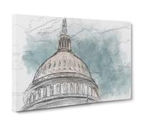 Capitol Hill White House Canvas Print | Gallery Wrapped 30mm Frame Wall Art | 30x20 inches | Ready to Hang | Modern Landscape Picture | Living Room Bedroom Lounge Office