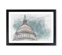 Capitol Hill White House in Abstract Framed Print | A2 Black Framed Wall Art | Ready to Hang | Abstract Fantasy Picture | Living Room Bedroom Lounge Office