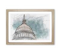Capitol Hill White House in Abstract Framed Print | A2 Oak Framed Wall Art | Ready to Hang | Abstract Fantasy Picture | Living Room Bedroom Lounge Office