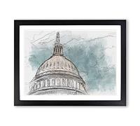 Capitol Hill White House In Abstract Modern Art Framed Print | A4 Black Framed Wall Art | Ready to Hang | Abstract Fantasy Picture | Living Room Bedroom Lounge Office