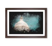 Capitol Hill White House Paint Splash Framed Print | A2 Walnut Framed Wall Art | Ready to Hang | Modern Nature Picture | Living Room Bedroom Lounge Office