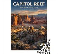 Capitol Reef National Park Poster 1000 Piece Jigsaw Puzzle, Vintage Architecture Destination, Matte Printed Jigsaw for Adults, Family Night Game, Screen-Free Fun, 52x38cm/1000pcs