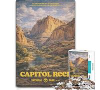Capitol Reef National Park Vintage Poster Jigsaw Puzzle, 1000 Piece | Enjoy a adult puzzle challenge on Sunday afternoons for steady concentration.