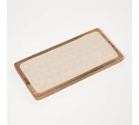 Capiz Style Enamel and Mango Wood Serving Tray
