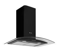 Caple CGC711BK 70cm Curved Glass Chimney Hood - BLACK
