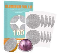 CAPMESSO Aluminum Foils Lids to Reuse Vertuoline Capsules Coffee Pods Compatible with Nespresso VertuoLine Machine 64mm(100/package)
