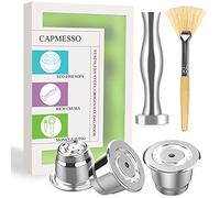 CAPMESSO Coffee Capsule, Espresso Refillable Reusable Capsules Compatible with Nespresso OriginalLine Brewers Reusable Espresso Coffee Pod Stainless Steel (3 pods Set +1 Tamper)