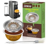 CAPMESSO Reusable Coffee Capsule Lid to Reuse Vertuoline Pods,Refillable Vertuoline Capsules Cap Disc on All VertuoLine Machines- Bottom Capsules are Not included! (1*CAP + 1*BRUSH)