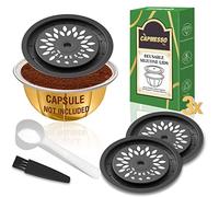 CAPMESSO Reusable Coffee Capsule Lids for Reusable Nespresso Pods Vertuoline, Food Grade Silicone Caps for Every Sizes of Refillable Vertuoline Pods with Scoop and Brush(3PCS Silicone Caps-NO PODS)