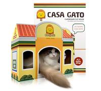 Casa Gato Mexican Fast Food Cardboard Cat House - Durable Construction, Interactive Design with Peek-a-Boo Holes and Scratching Surfaces - Easy Assembly and Portability for Endless Feline Fun