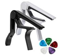 Capo，2 PCS Guitar Capo for Acoustic and Electric Guitars with 5 Picks(Black and Silver)