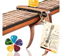 Capo for Guitar Capo Guitar - Capo, Capo Guitar, Includes 5 Picks, Suitable for Almost All Guitars - Guitar Equipment, Guitar Chord Presser - Wood Colour (Metal)