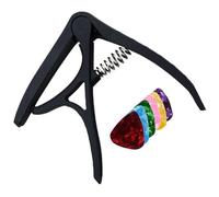 Capo for Guitar - with 6 Picks Acoustic Capo - Clip Adjustable Clamp Tuner Precise for Beginners Practice Music Performance Women Men