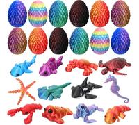 Capoda 12 Pack Easter 3D Printed Eggs with Surprise Ocean Figures Inside Cute Articulated Flexible Pets Sea Animal Spring Basket Fillers for Party Adults Favors Birthday Gifts Desk Office Home Decor
