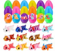 Capoda 12 Pack Prefilled Easter Eggs with 3D Printed Articulated Axolotl Fidget Toys, Colorful Plastic Surprise Eggs, Flexible Sensory Mini Axolotls Animal Figures, Non Candy Basket Stuffers Gifts