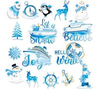 Capoda 16 Pcs Cruise Door Christmas Magnets Merry Christmas Magnets Decorations Winter Magnetic Stickers for Car Ship Xmas Winter Holiday Refrigerator Metal Door Garage Car Decor(Frozen)