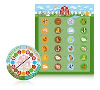Capoda 2 Pcs Farm Animals Themed Party Game Farm Animals Twist Pose Mat with Spinner Barnyard Poses Floor Mat Spinner for Birthday Party Family Classroom School Activity