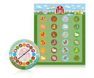 Capoda 2 Pcs Farm Animals Themed Party Game Farm Animals Twist Pose Mat with Spinner Barnyard Poses Floor Mat Spinner for Birthday Party Family Classroom School Activity