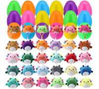 Capoda 24 Pack Colorful Prefilled Easter Eggs with Axolotl Plush Keychains Egg Hunt Party Favors for Basket Fillers Plush Animal Surprise Gifts Spring Easter Hunt Supplies