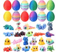 Capoda 24 Pack Easter Eggs with 3D Printed Animals Eggs Toys Colorful Plastic Filled with Flexible Mini Animals Easter Egg Fillers for Basket Stuffers Egg Hunt Supplies Spring Party Favor