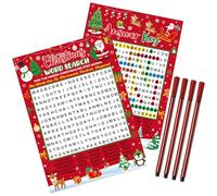 Capoda 41 Pcs Christmas Word Search Game Card Set Winter Xmas Party Game 30 Players and 1 Answer Card with 10 Pens for Home Activities Winter Holiday Christmas Xmas Party Supplies Decor