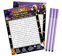 Capoda 41 Pcs Halloween Word Search Game Card Set Halloween Party Game 30 Players and 1 Answer Card with 10 Pens for Home Classroom Activities Fall Carnival Party Supplies