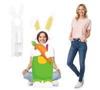 Capoda Easter Bunny Face in a Hole Photo Booth Props Life Size Bunny Stand Up Cardboard Cutout 47.2 inch Happy Easter Face Yard Sign Photography Decorations for Spring Home Outdoor Decor (Rabbit)