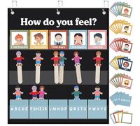 Capoda Emotions Feelings Pocket Chart How Do You Feel Pocket with 50 Emotions Cards Social Emotional Learning Materials Activities for Classroom Preschool Teacher Autism Home Calm Down Corner Supplies