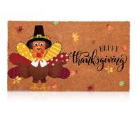 Capoda Hello Fall Coir Door Mat Autumn Decorative Floor Mat Rectangle Front Door Rugs Harvest Welcome Doormat for Autumn Thanksgiving Indoor Outdoor Entrance Porch Decor 17 x 29 Inch (Turkey)
