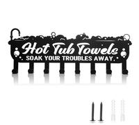 Capoda Hot Tub Towel Rack, Black Metal Hooks Wall Mounted Towel Holder Organizer with 8 Hooks for Home Hotel Hot Spring Pool Bathroom Restroom Hanging Robes Christmas Gift Decoration