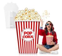 Capoda Large Popcorn Box Cardboard Cutout Life-Size Popcorn Box Prop 4 ft Photo Standup Display Stand Cut Out Party Backdrop Decorations for Movie Night Event Carnival Circus Red Carpet Party Supply