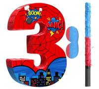 Capoda Number 3 Spider Piñata Bundle with Blindfold and Bat Spider Birthday Party Piñata for Birthday Party Decoration, 16.14 x 12.32 x 2.76 Inch