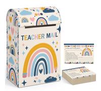 Capoda Teacher Mailbox with 50 Pcs Note Cards Boho Classroom Mail Box Encouragement Cards Rainbow Social Emotional Learning Systems School Positive Students Reward Activities Tools(Blue)