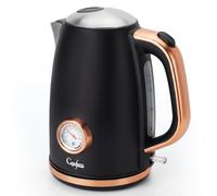 Capofaro 3000W Fast Boil Retro Classic Electric Kettle, 1.7L Stainless Steel Tea Kettle with Temperature Gauge, BPA-Free, Auto Shut Off & Boil Dry Protection, Easy to Clean, Black and Rose Gold