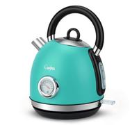 Capofaro 3000W Fast Boil Retro Classic Electric Kettle, 1.7L Stainless Steel Tea Kettle with Temperature Gauge & LED Indicator, BPA-Free, Auto Shut Off & Boil Dry Protection, Easy to Clean, Green