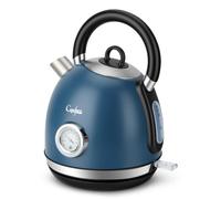 Capofaro 3000W Fast Boil Retro Classic Electric Kettle, 1.7L Stainless Steel Tea Kettle with Temperature Gauge & LED Indicator, BPA-Free, Auto Shut Off & Boil Dry Protection, Easy to Clean, Navy Blue