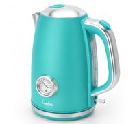 Capofaro 3000W Fast Boil Retro Classic Electric Kettle, 1.7L Stainless Steel Tea Kettle with Temperature Gauge, BPA-Free, Auto Shut Off & Boil Dry Protection, Easy to Clean, Green