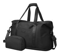 Capolo Expandable Weekender Overnight Duffle Bag, Carry On Gym Bag Women Travel Bag with Toiletry & Shoe Bag, Black, 39.2L, XL