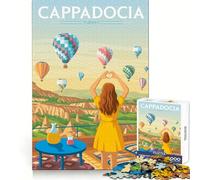 Cappadocia Love Valley Turkey Travel Illustration Jigsaw Puzzles 1000 Piece for Teenagers Sharp Recall Leisure Escape Uniform Cut Meaningful Gift (38x52cm)