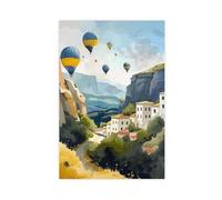 Cappadocia Watercolor Painting, Hot Air Balloon Festival Canvas Poster Bedroom Decor Landscape 08x12inch(20x30cm)
