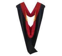 Cappe Diem Master Graduation Deluxe Hood (Nursing, Social Work, Theology, MBA, M.Ed, M.Sc.) Apricot Salmon Peacock, Red-red/Gold, 42" Master's Standard