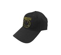 Nirvana Baseball Cap Grunge Face Band - Logo & Smiley - Officially Licensed - Unisex One Size Black