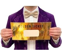 Cappstan UK Large Size Golden Ticket | Halloween Willy Wonka Costume Prop | Personalised Gift for Him | Customizable Gift | Write Any Message and Scratch to Reveal | 1 Pack