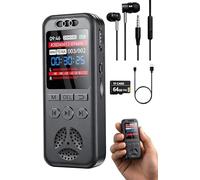 Cappsu 64GB Digital Voice Recorder with Playback, Small Voice Activated Recorders, 1536Kbps Audio, 70dB Noise Reduction, A-B Repeat Recording Device Portable Mini for Lectures, Meetings, Interview etc