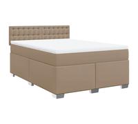 (cappuccino, 140 x 200 cm) vidaXL Box Spring Bed with Mattress Bedroom Bed Frame Bed Base Faux Leather