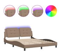 (cappuccino, 160 x 200 cm) vidaXL Bed Frame with LED Lights Black 180x200 cm Super King Faux Leather