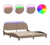 (cappuccino, 180 x 200 cm) vidaXL Bed Frame with LED Lights Black 180x200 cm Super King Faux Leather