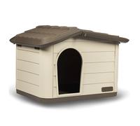 (Cappuccino, 60x51x41cm) Plastic Dog House Pet Kennel Shelter for Small Medium Size Dogs Indoor Outdoor