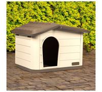 (Cappuccino, 75x59x55cm ) Plastic Dog House Pet Kennel Shelter for Small Medium Size Dogs Indoor Outdoor