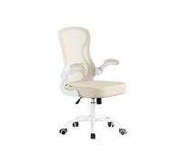 (Cappuccino Beige, Cloud White) Ergonomic Mesh Office Chair with Lumbar Support, Rocking Function and Flip-Up Armrests